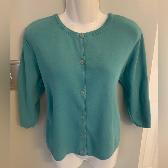 Marchetta Cotton Cardigan Sweater Top Teal Blue Green Women’s S Small 4-6 EUC - Picture 1 of 5